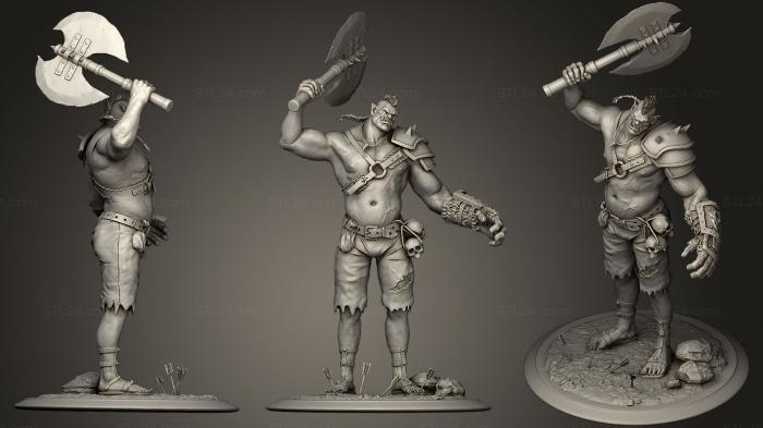 Статуэтки герои, монстры и демоны (Человек с неподвижным Топором Orc11, STKM_1072) 3D модель для ЧПУ станка